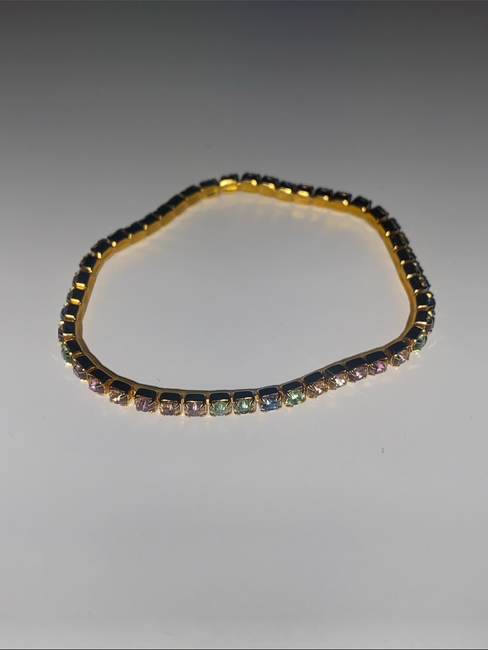 Gold Tone Multi-Color Tennis Bracelet